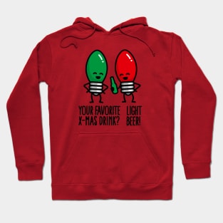 Funny Christmas lights pun X-mas drink light beer Hoodie